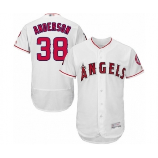 Men's Los Angeles Angels of Anaheim 38 Justin Anderson White Home Flex Base Authentic Collection Baseball Player Jersey