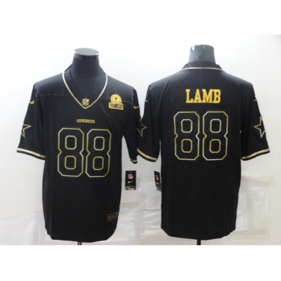 Men's Dallas Cowboys 88 CeeDee Lamb Black Gold Throwback Limited Jersey