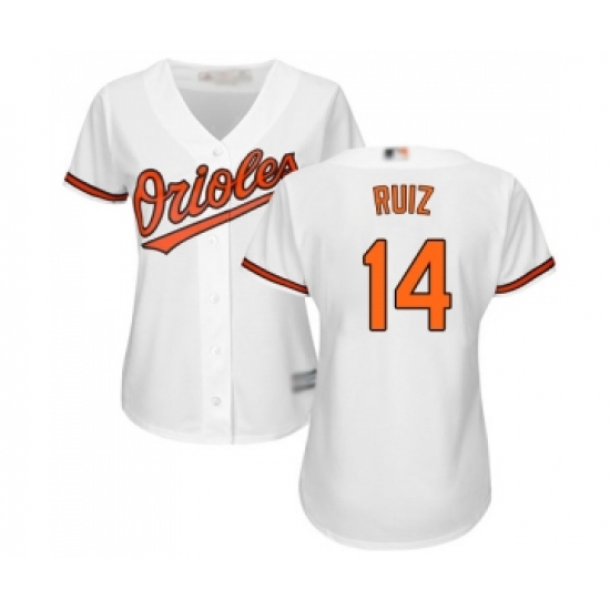 Women's Baltimore Orioles 14 Rio Ruiz Replica White Home Cool Base Baseball Jersey