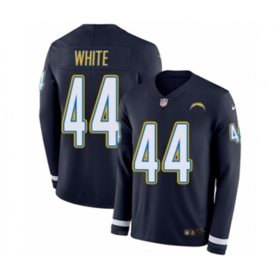 Men's Nike Los Angeles Chargers 44 Kyzir White Limited Navy Blue Therma Long Sleeve NFL Jersey