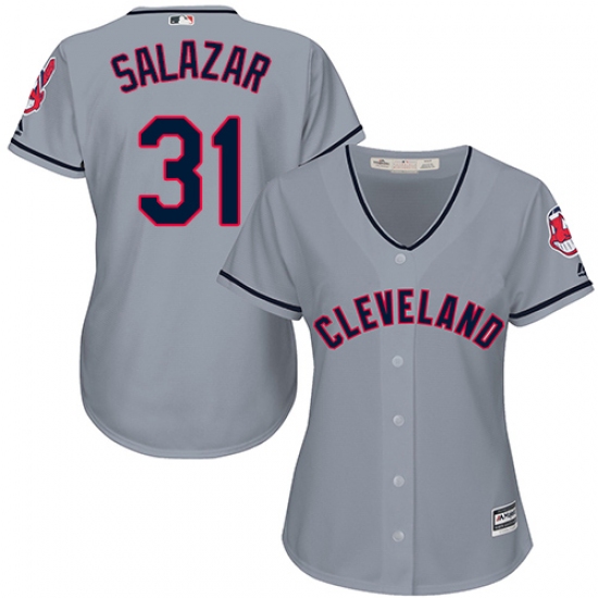 Women's Majestic Cleveland Indians 31 Danny Salazar Replica Grey Road Cool Base MLB Jersey