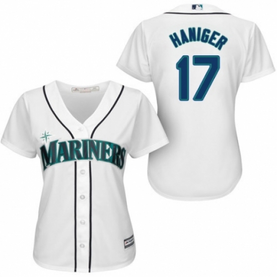 Women's Majestic Seattle Mariners 17 Mitch Haniger Authentic White Home Cool Base MLB Jersey