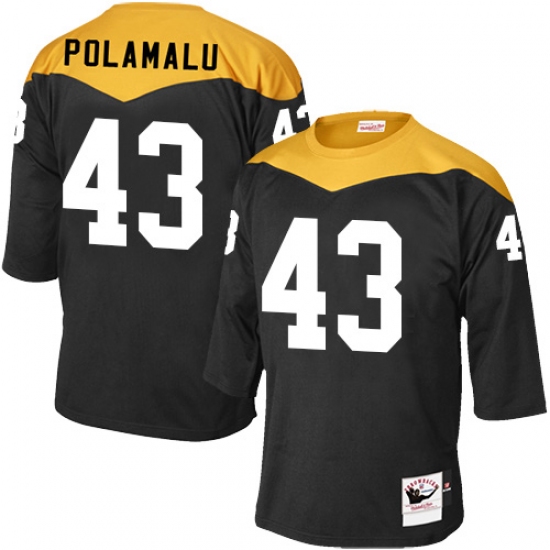Men's Mitchell and Ness Pittsburgh Steelers 43 Troy Polamalu Elite Black 1967 Home Throwback NFL Jersey