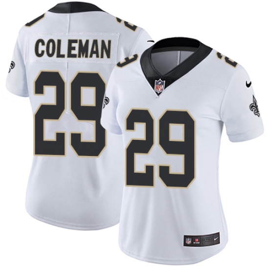 Women's Nike New Orleans Saints 29 Kurt Coleman White Vapor Untouchable Limited Player NFL Jersey