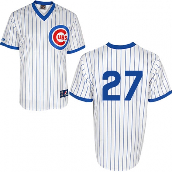 Men's Majestic Chicago Cubs 27 Addison Russell Authentic White 1988 Turn Back The Clock Cool Base MLB Jersey