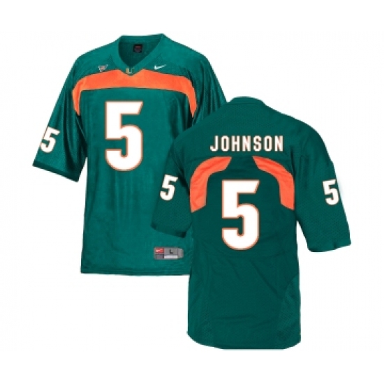 Miami Hurricanes 5 Andre Johnson Green College Football Jersey