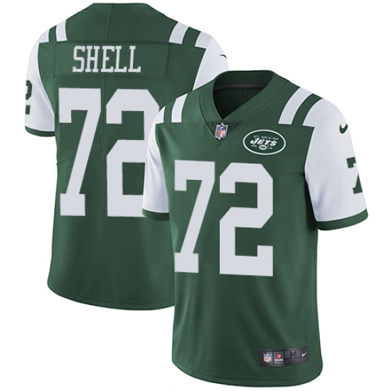 Youth Nike New York Jets 72 Brandon Shell Green Team Color Vapor Untouchable Elite Player NFL Jersey