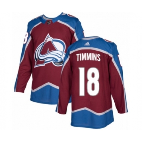 Men's Adidas Colorado Avalanche 18 Conor Timmins Premier Burgundy Red Home NHL Jersey