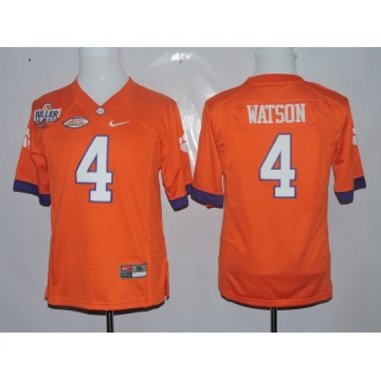 Clemson Tigers 4 Deshaun Watson Orange 1975-1978 Fuller Youth College Jersey