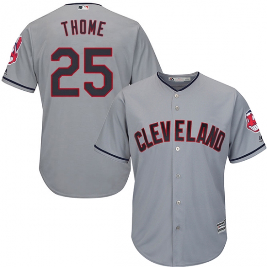 Youth Majestic Cleveland Indians 25 Jim Thome Replica Grey Road Cool Base MLB Jersey