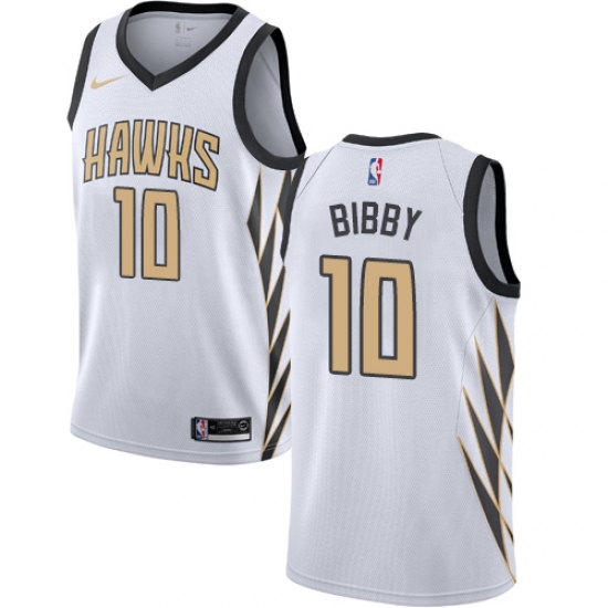 Men's Nike Atlanta Hawks 10 Mike Bibby Swingman White NBA Jersey - City Edition