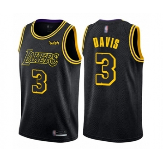 Men's Los Angeles Lakers 3 Anthony Davis Authentic Black City Edition Basketball Jersey