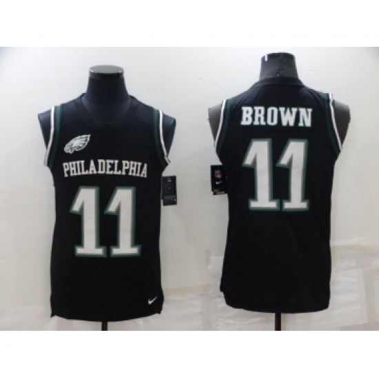 Nike Philadelphia Eagles 11 A. J. Brown Black Alternate Men's Stitched NFL Limited Rush Tank Top Jersey