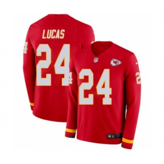 Youth Nike Kansas City Chiefs 24 Jordan Lucas Limited Red Therma Long Sleeve NFL Jersey