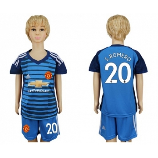 Manchester United 20 S.Romero Blue Kid Soccer Club Jersey