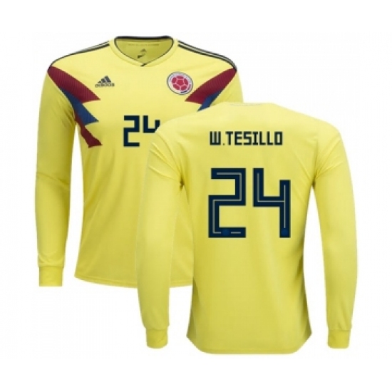 Colombia 24 W.Tesillo Home Long Sleeves Soccer Country Jersey