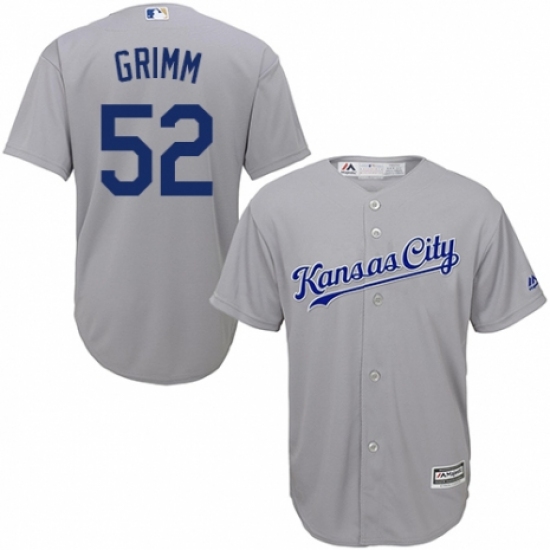 Men's Majestic Kansas City Royals 52 Justin Grimm Replica Grey Road Cool Base MLB Jersey