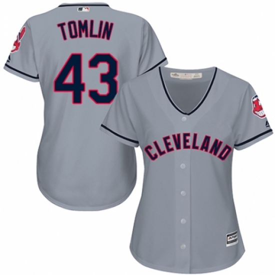 Women's Majestic Cleveland Indians 43 Josh Tomlin Authentic Grey Road Cool Base MLB Jersey