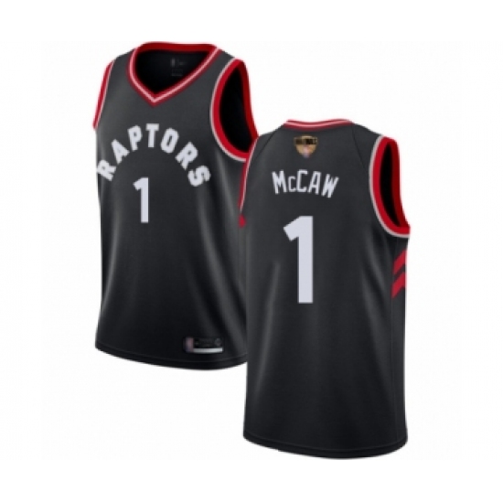 Men's Toronto Raptors 1 Patrick McCaw Swingman Black 2019 Basketball Finals Bound Jersey Statement Edition