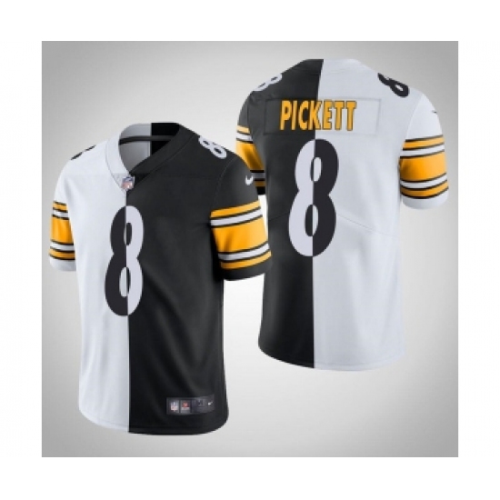 Men's Pittsburgh Steelers 8 Kenny Pickett White Black Split Limited Stitched Jersey