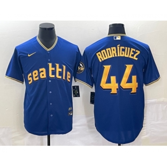 Men's Seattle Mariners 44 Julio Rodriguez Blue 2023 City Connect Cool Base Stitched Jersey