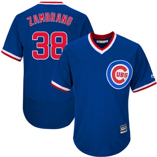 Men's Majestic Chicago Cubs 38 Carlos Zambrano Royal Blue Flexbase Authentic Collection Cooperstown MLB Jersey