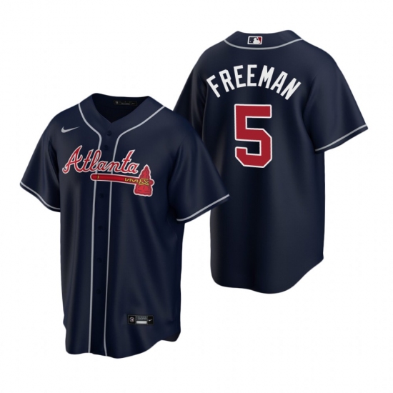 Men's Nike Atlanta Braves 5 Freddie Freeman Navy Alternate Stitched Baseball Jersey