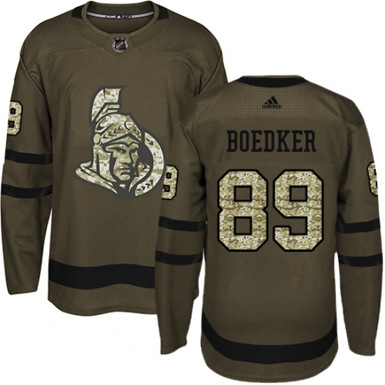 Youth Adidas Ottawa Senators 89 Mikkel Boedker Authentic Green Salute to Service NHL Jersey