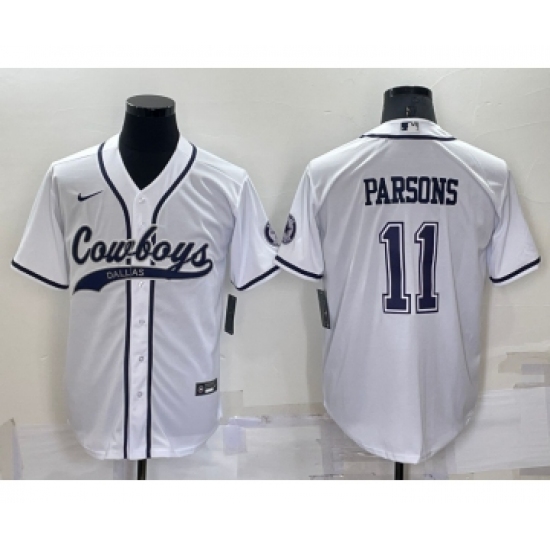 Men's Dallas Cowboys 11 Micah Parsons White Stitched Cool Base Nike Baseball Jersey