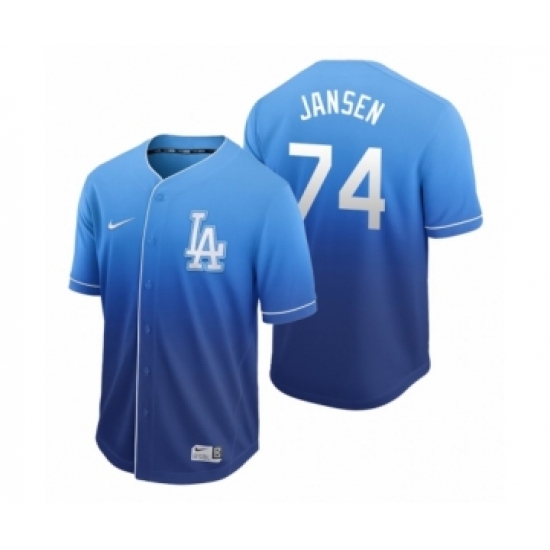 Men's Los Angeles Dodgers 74 Kenley Jansen Royal Fade Nike Jersey
