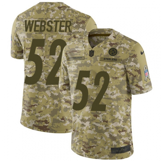 Youth Nike Pittsburgh Steelers 52 Mike Webster Limited Camo 2018 Salute to Service NFL Jersey