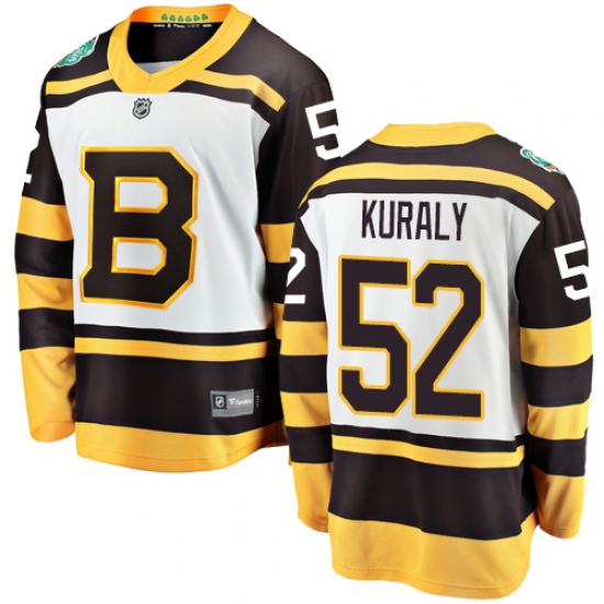Youth Boston Bruins 52 Sean Kuraly White 2019 Winter Classic Fanatics Branded Breakaway NHL Jersey