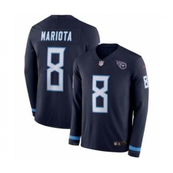 Youth Nike Tennessee Titans 8 Marcus Mariota Limited Navy Blue Therma Long Sleeve NFL Jersey