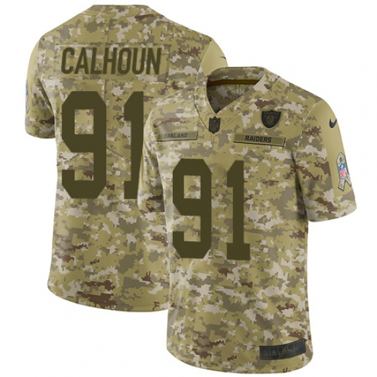 Men's Nike Oakland Raiders 91 Shilique Calhoun Limited Camo 2018 Salute to Service NFL Jersey