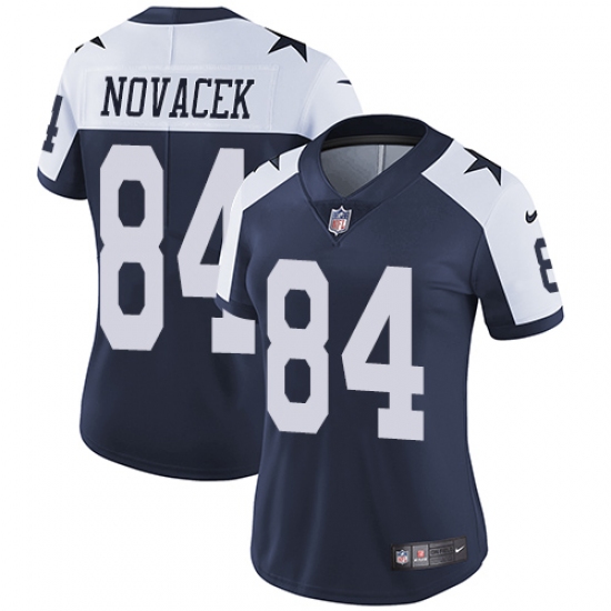 Women's Nike Dallas Cowboys 84 Jay Novacek Navy Blue Throwback Alternate Vapor Untouchable Limited Player NFL Jersey