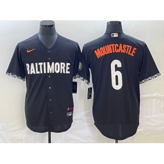 Men's Baltimore Orioles 6 Ryan Mountcastle Black 2023 City Connect Cool Base Stitched Jersey