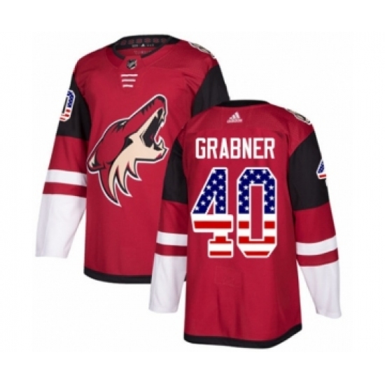 Men's Adidas Arizona Coyotes 40 Michael Grabner Authentic Red USA Flag Fashion NHL Jersey