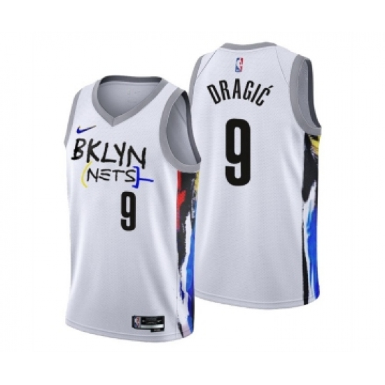 Men's Brooklyn Nets 9 Goran Dragic 2022-23 White City Edition Stitched Basketball Jersey