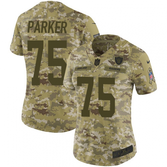Women's Nike Oakland Raiders 75 Brandon Parker Limited Camo 2018 Salute to Service NFL Jersey