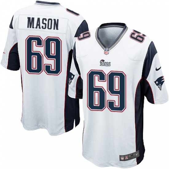 Men's Nike New England Patriots 69 Shaq Mason Game White NFL Jersey