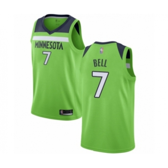 Men's Minnesota Timberwolves 7 Jordan Bell Authentic Green Basketball Jersey Statement Edition