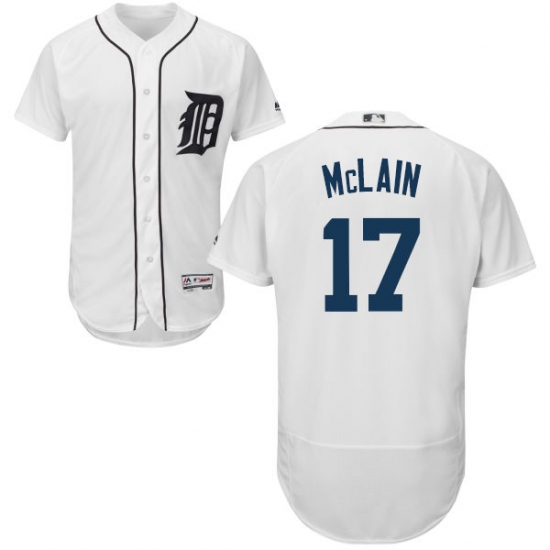 Men's Majestic Detroit Tigers 17 Denny McLain White Home Flex Base Authentic Collection MLB Jersey