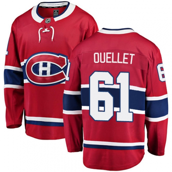 Men's Montreal Canadiens 61 Xavier Ouellet Authentic Red Home Fanatics Branded Breakaway NHL Jersey