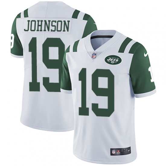 Men's Nike New York Jets 19 Keyshawn Johnson White Vapor Untouchable Limited Player NFL Jersey