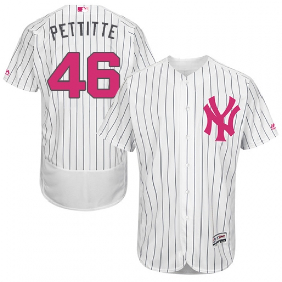 Men's Majestic New York Yankees 46 Andy Pettitte Authentic White 2016 Mother's Day Fashion Flex Base MLB Jersey
