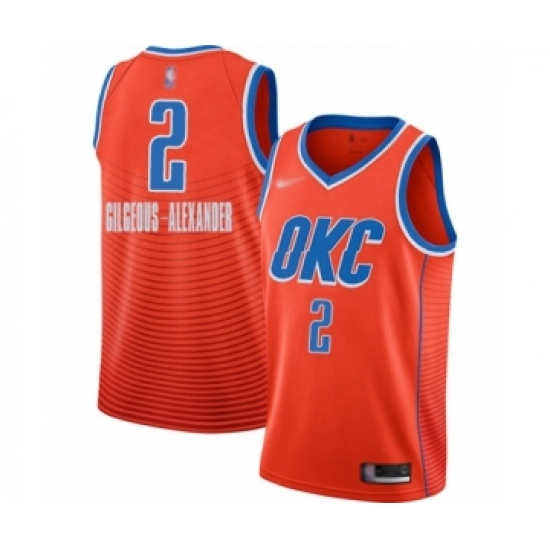 Men's Oklahoma City Thunder 2 Shai Gilgeous-Alexander Authentic Orange Finished Basketball Jersey - Statement Edition