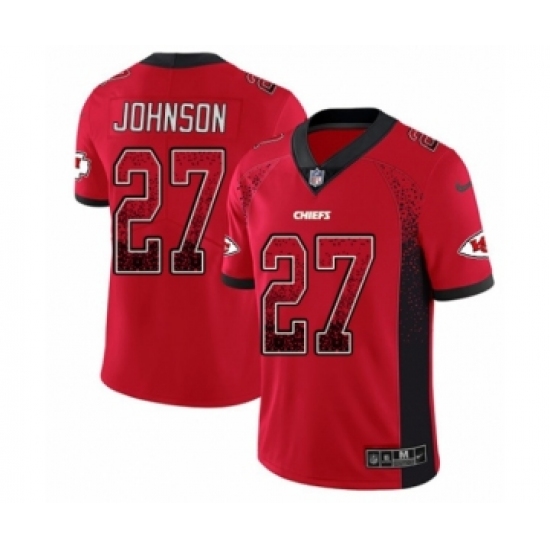 Men's Nike Kansas City Chiefs 27 Larry Johnson Limited Red Rush Drift Fashion NFL Jersey