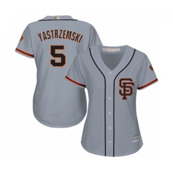 Women's San Francisco Giants 5 Mike Yastrzemski Authentic Grey Road 2 Cool Base Baseball Player Jersey
