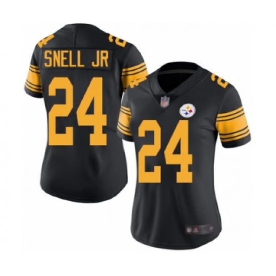 Women's Pittsburgh Steelers 24 Benny Snell Jr. Limited Black Rush Vapor Untouchable Football Jersey