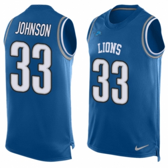Men's Nike Detroit Lions 33 Kerryon Johnson Limited Blue Player Name & Number Tank Top NFL Jersey